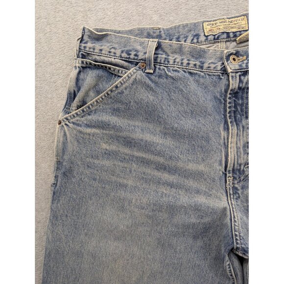 Vintage Abercrombie & Fitch Jeans Mens 38R Blue Denim Carpenter Workwear USA 90s - Picture 2 of 13
